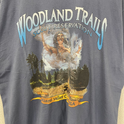 古着 used　FURUIT OF THE LOOM　半袖プリントTシャツ　シングルステッチ　青　90s　US製　XLサイズ