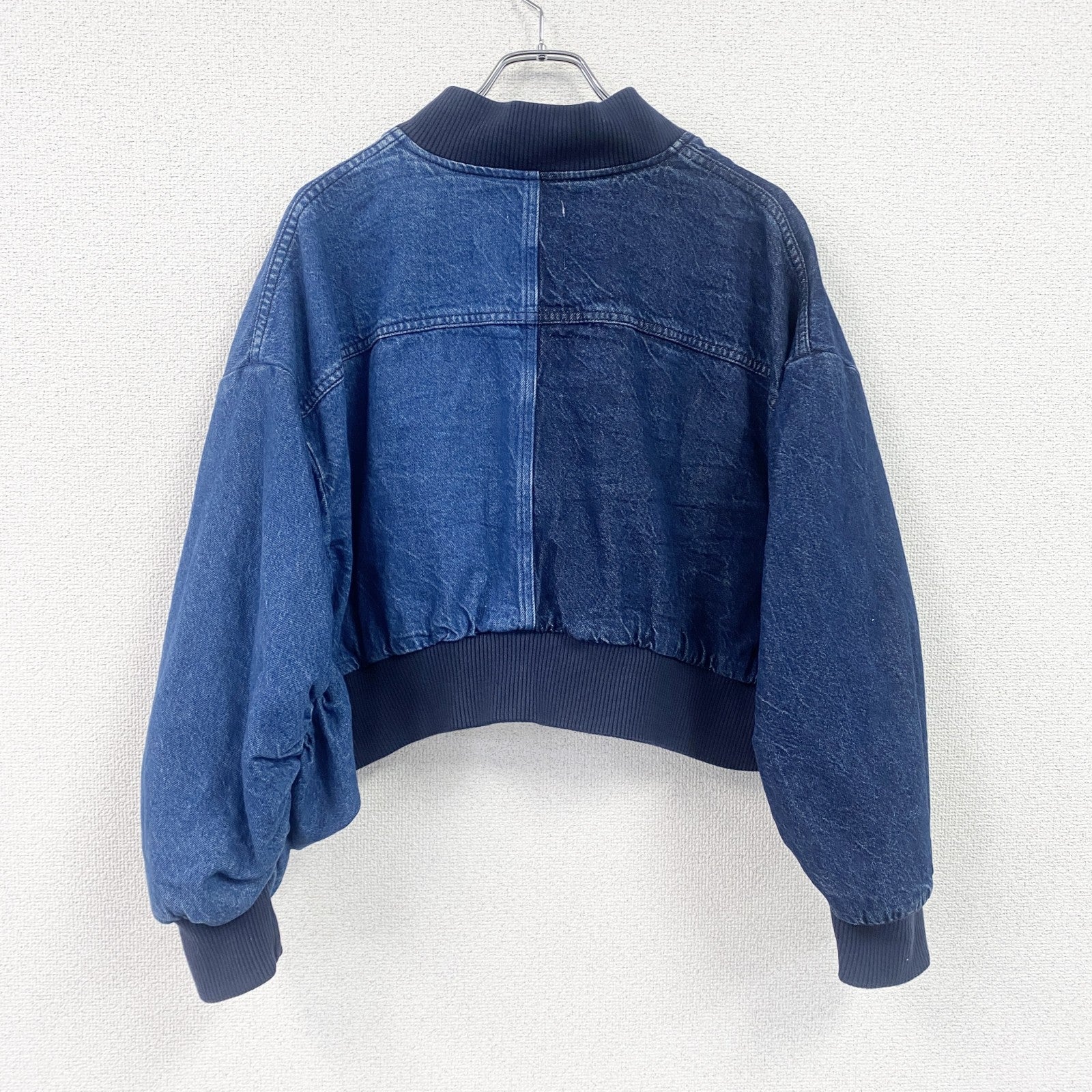 ZARA　ザラ　デニムボンバージャケット　コントラストカラー　インディゴ　Sサイズ