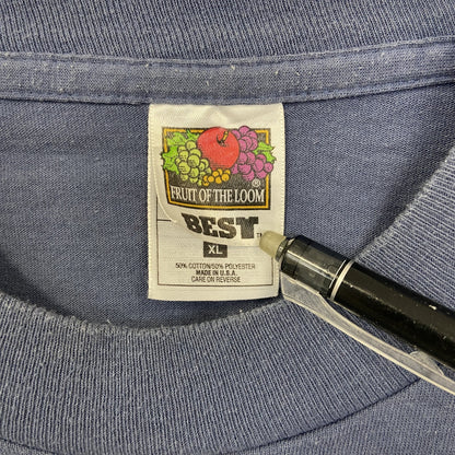 古着 used　FURUIT OF THE LOOM　半袖プリントTシャツ　シングルステッチ　青　90s　US製　XLサイズ
