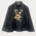 古着 used　長袖刺繍シャツ　レトロデザイン　チャイナ服　中華　中国　カンフー　ドラゴン　竜　金龍　黒　ブラック