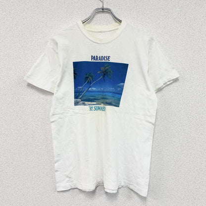 半袖プリントTシャツ　シングルステッチ　白　ホワイト