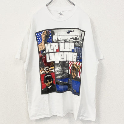 古着 used　GILDAN ギルダン　半袖HIPHOPプリントTシャツ　白　クルーネック　グランドセフトオート　XLサイズ