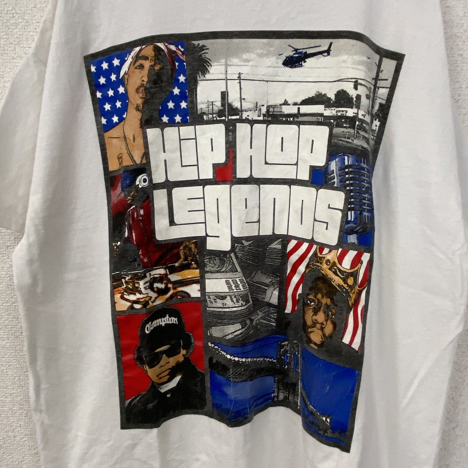 古着 used　GILDAN ギルダン　半袖HIPHOPプリントTシャツ　白　クルーネック　グランドセフトオート　XLサイズ