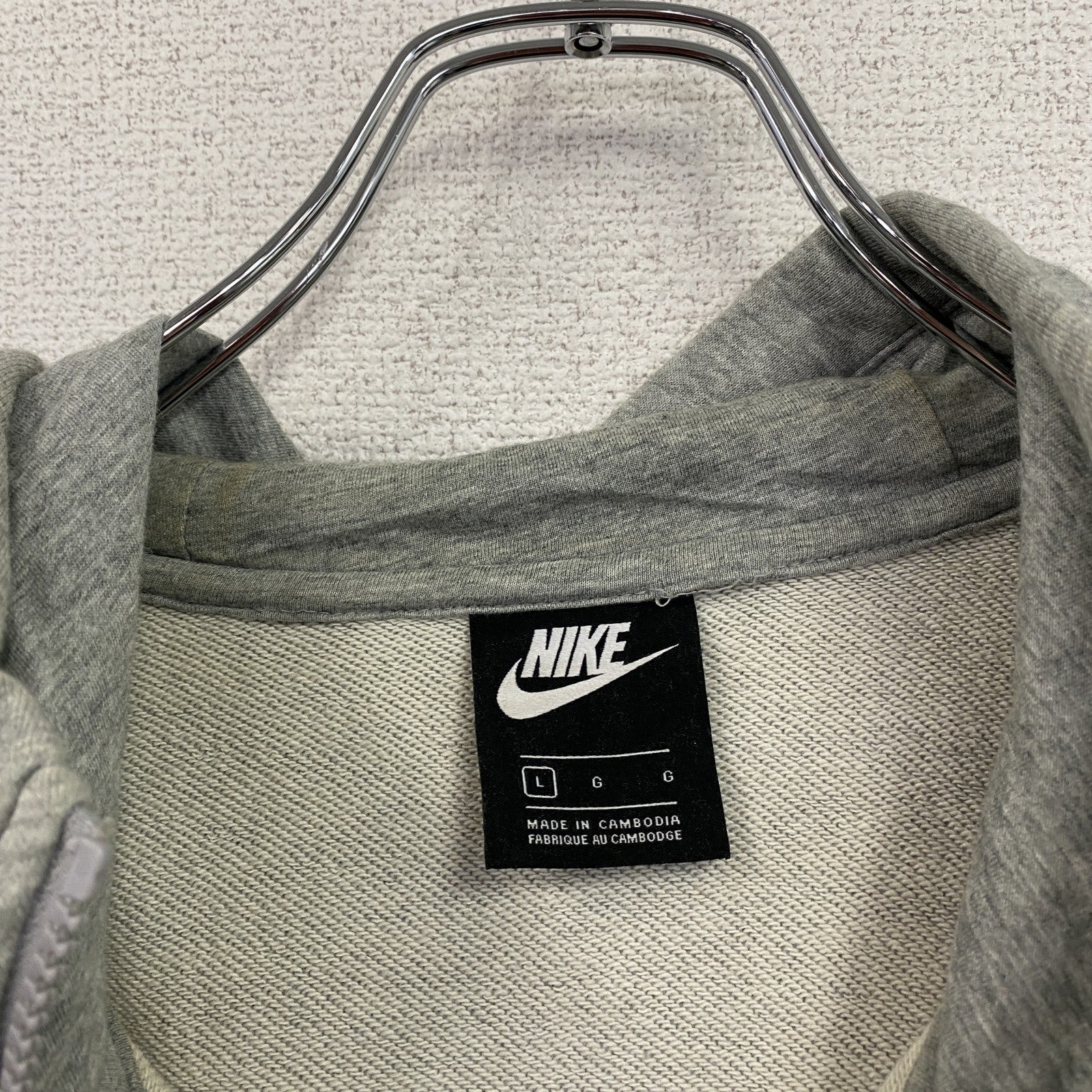 NIKE　ナイキ　フルジップスウェットパーカー/フーディー　スウッシュ　灰色　霜降りグレー　Lサイズ