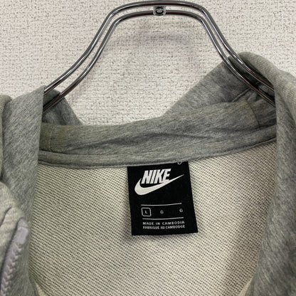 NIKE　ナイキ　フルジップスウェットパーカー/フーディー　スウッシュ　灰色　霜降りグレー　Lサイズ