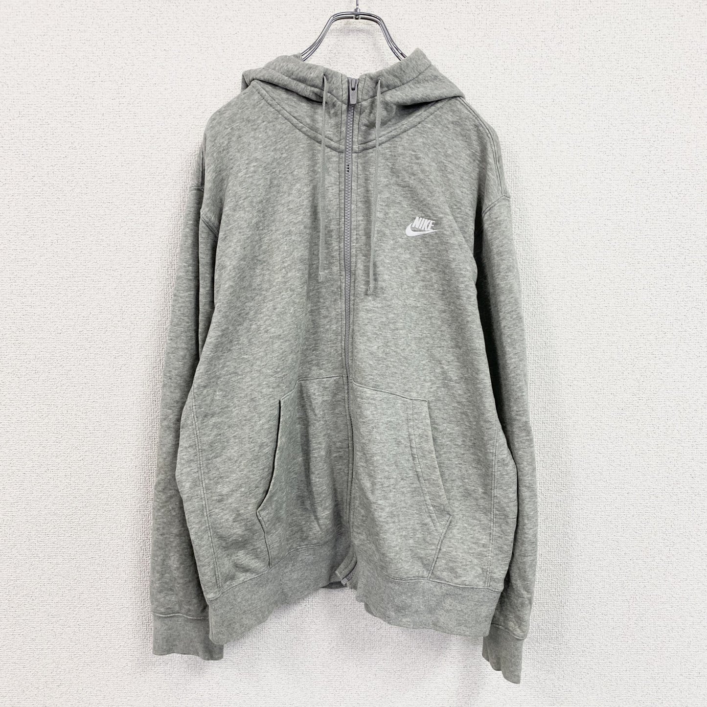 NIKE　ナイキ　フルジップスウェットパーカー/フーディー　スウッシュ　灰色　霜降りグレー　Lサイズ