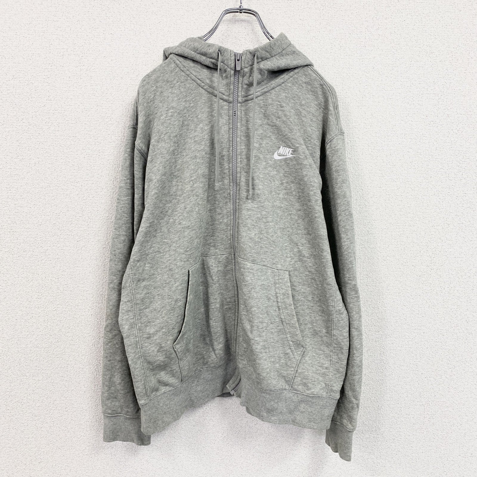 NIKE　ナイキ　フルジップスウェットパーカー/フーディー　スウッシュ　灰色　霜降りグレー　Lサイズ