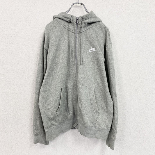 NIKE　ナイキ　フルジップスウェットパーカー/フーディー　スウッシュ　灰色　霜降りグレー　Lサイズ