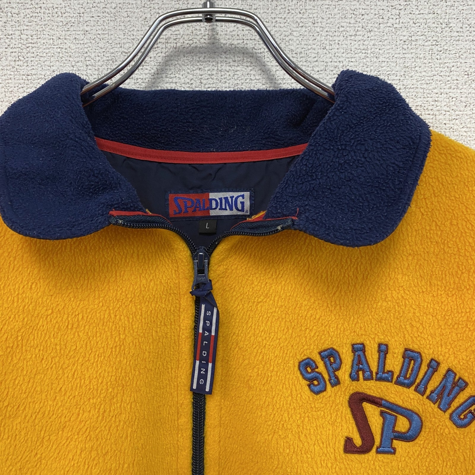 SPALDING　スポルディング　ハーフジップフリースジャケット/ボアジャケット　刺繍ロゴ　黄色　イエロー　Lサイズ