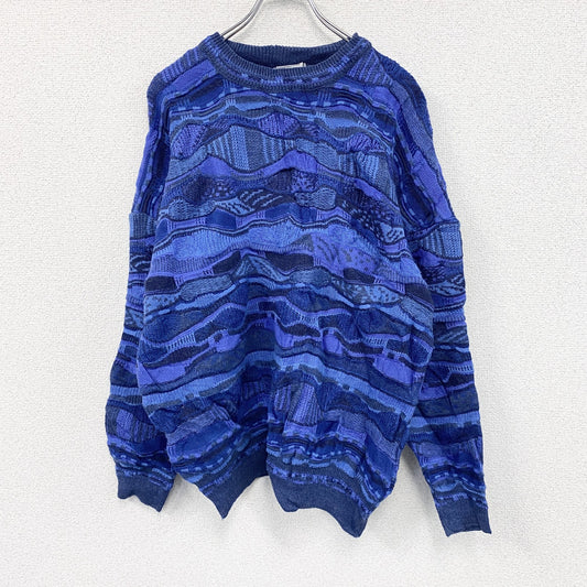 90s～　purely Australian clothing co.　COOGI風ウールニットセーター　3Dニット　ヴィンテージ　総柄　マルチカラー　XLサイズ