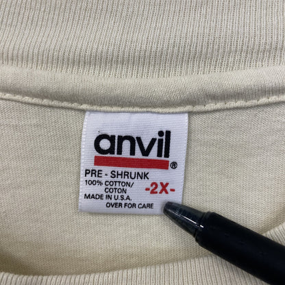 古着 used　anvil　半袖プリントTシャツ　黄色　クルーネック　シングルステッチ　US製　クルーネック　90s　XXLサイズ
