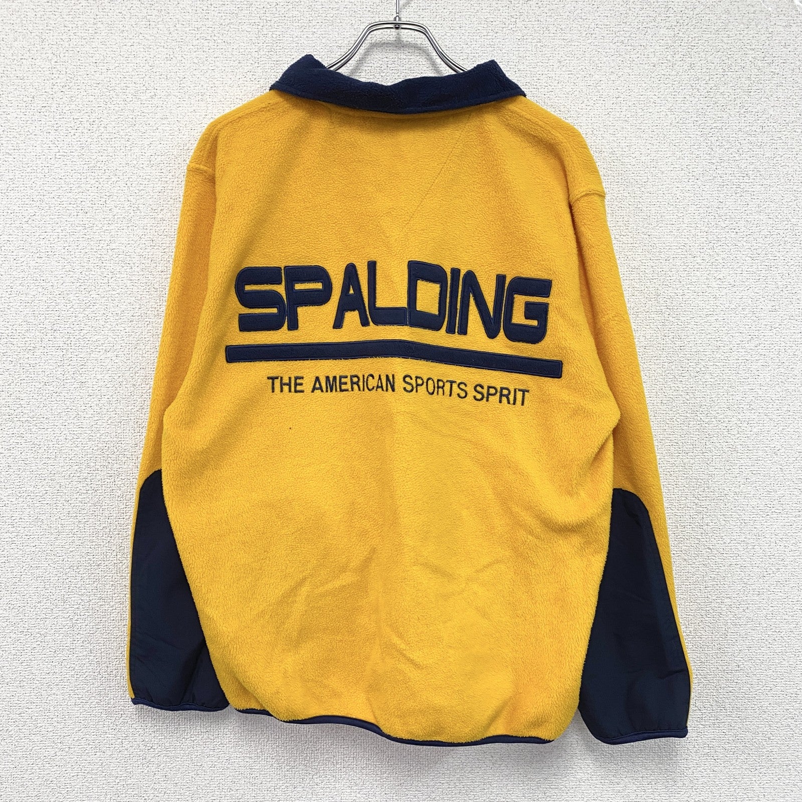 SPALDING　スポルディング　ハーフジップフリースジャケット/ボアジャケット　刺繍ロゴ　黄色　イエロー　Lサイズ