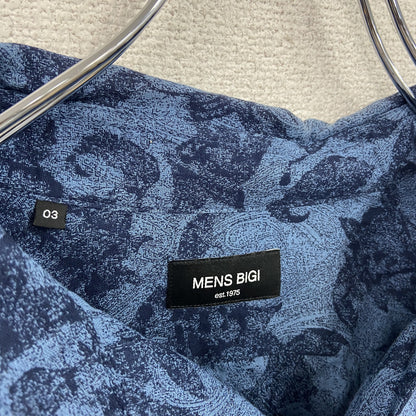 MEN'S BIGI　メンズビギ　長袖シャツ　花柄シャツ　青　ブルー　03サイズ