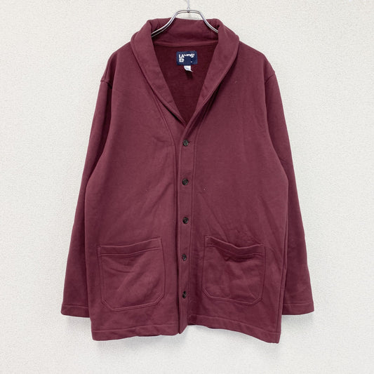 LANDS'END　ランズエンド　ショールカラースウェットカーディガン　バーガンディ　XLサイズ