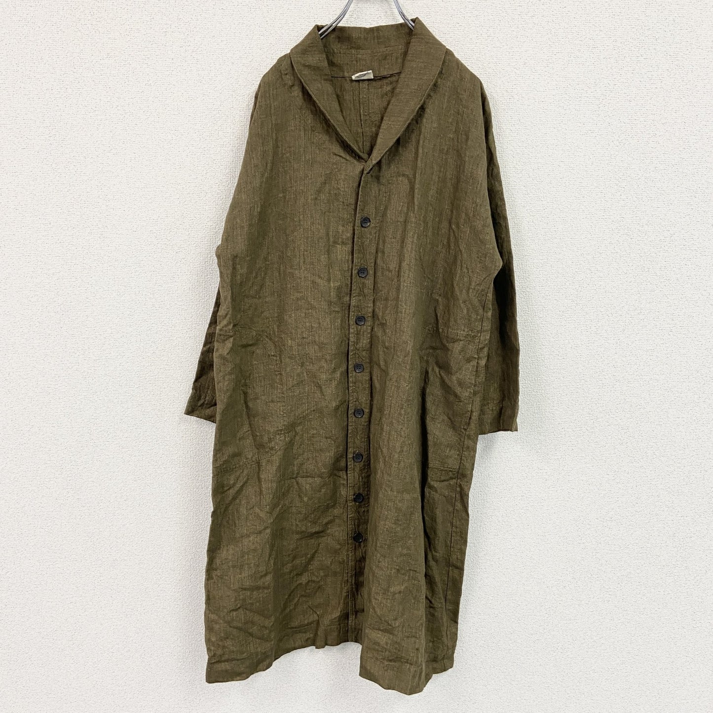 リネンワンピース　茶色　ベージュ　Lサイズ