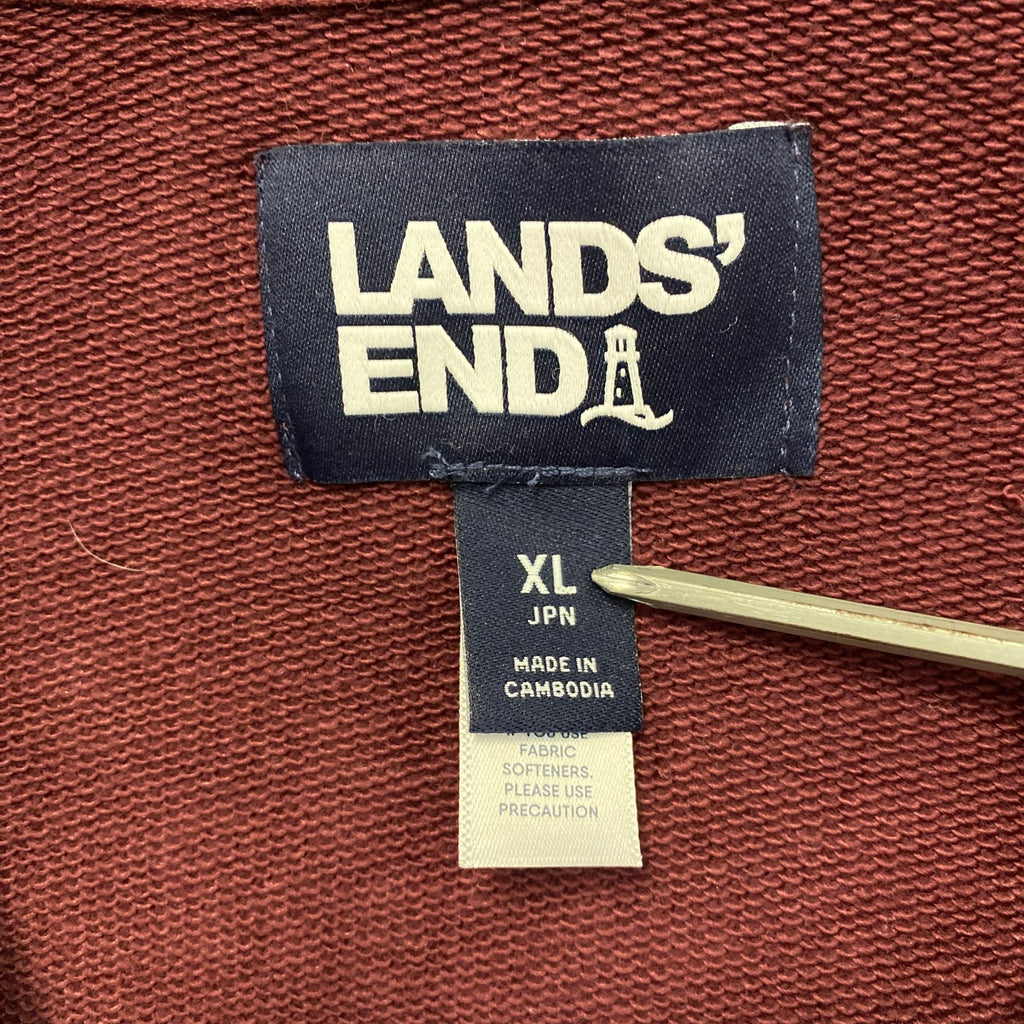 LANDS'END　ランズエンド　ショールカラースウェットカーディガン　バーガンディ　XLサイズ