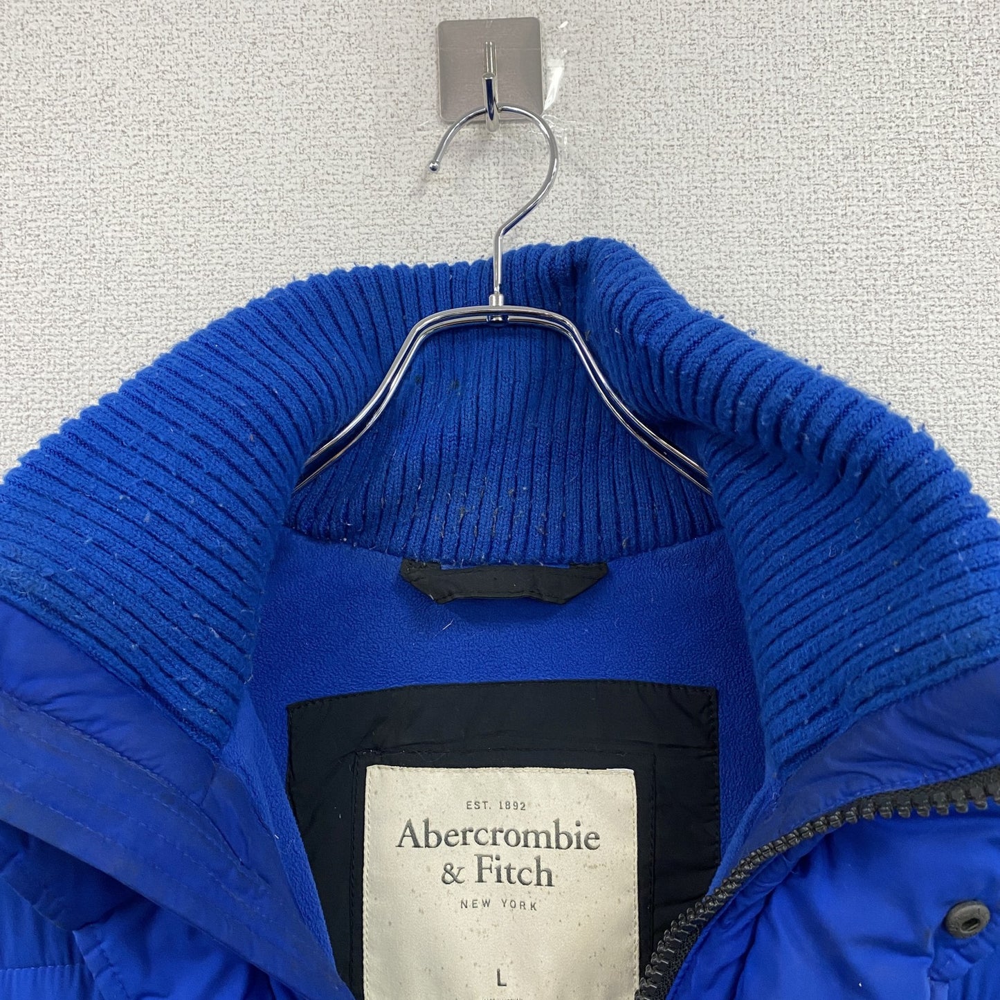 Abercrombie＆Fitch　アバクロンビー＆フィッチ　中綿ベスト　比翼仕立て　青　ブルー　Lサイズ