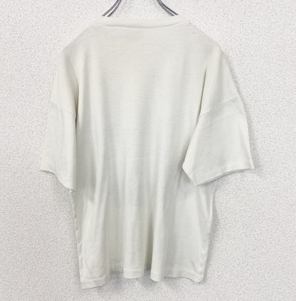 古着 used　半袖プリントTシャツ　船　海　景色　カジュアルデザイン　白　ホワイト　シングルステッチ　90s　Mサイズ