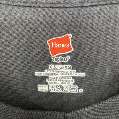 古着 used　Hanes 　ヘインズ　半袖プリントTシャツ　ドラマー　キャラクター　ドラム　黒　ブラック　XLサイズ