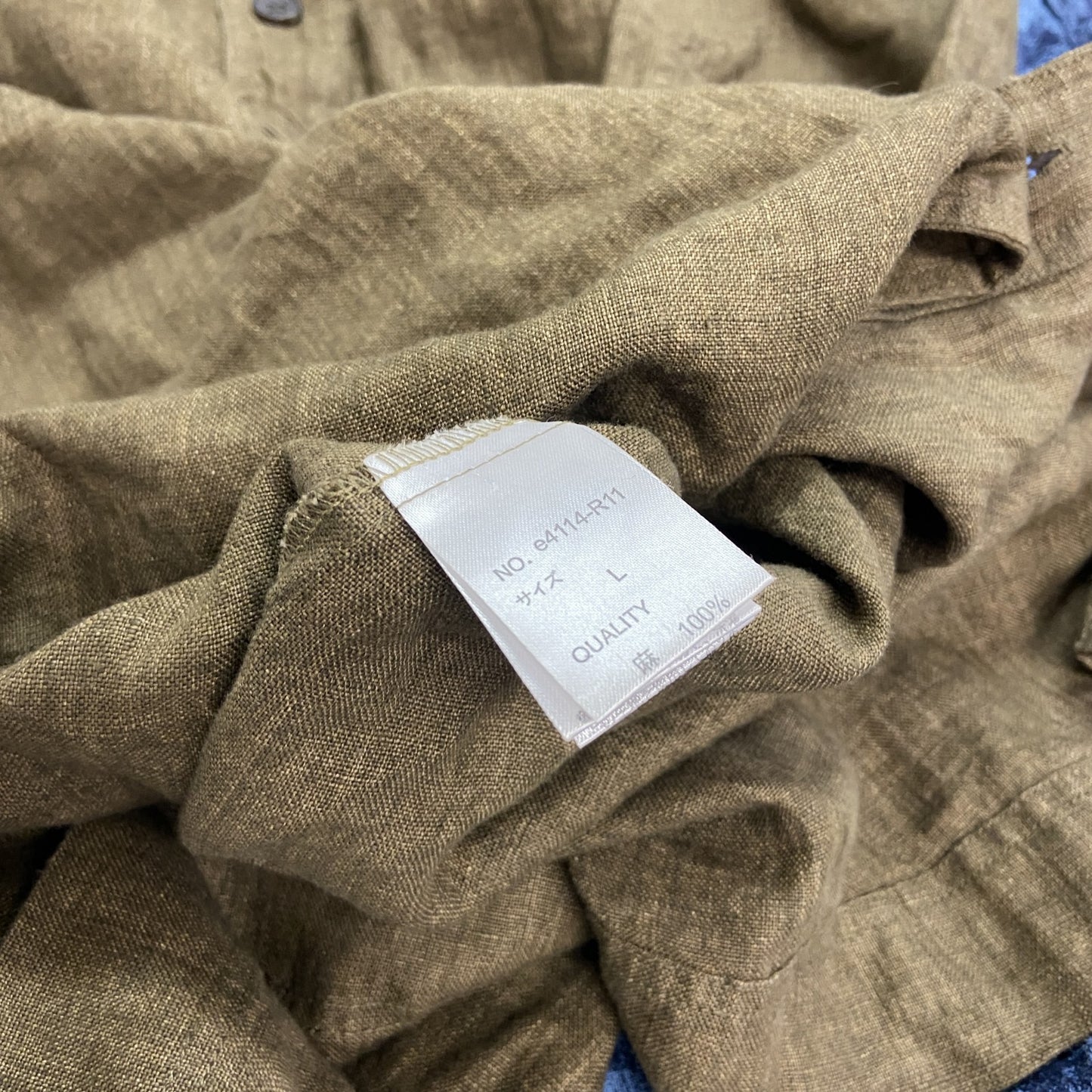 リネンワンピース　茶色　ベージュ　Lサイズ