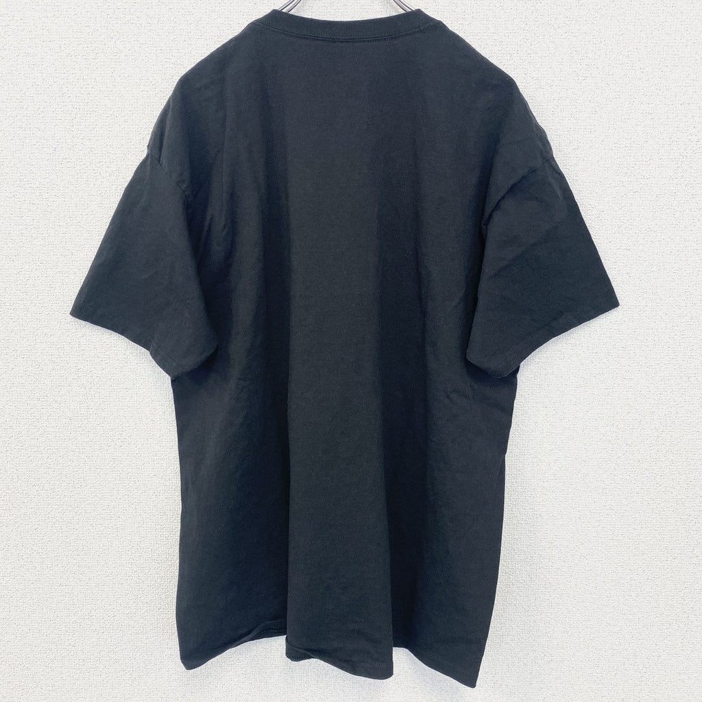 古着 used　Hanes 　ヘインズ　半袖プリントTシャツ　ドラマー　キャラクター　ドラム　黒　ブラック　XLサイズ