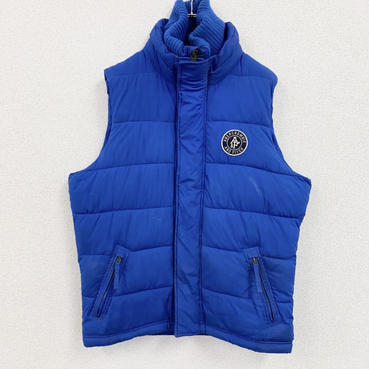 Abercrombie＆Fitch　アバクロンビー＆フィッチ　中綿ベスト　比翼仕立て　青　ブルー　Lサイズ