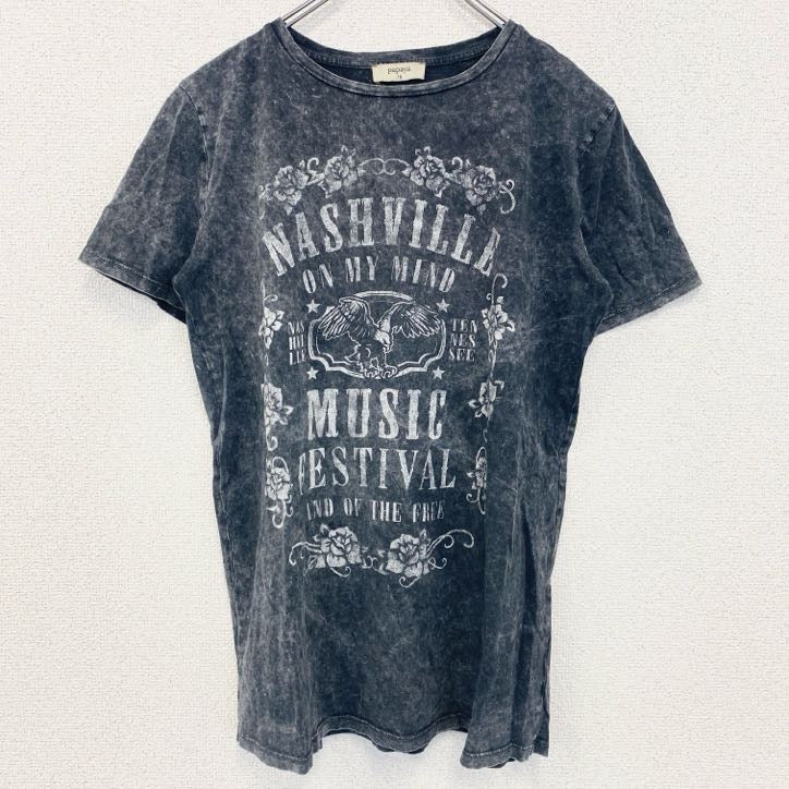 古着 used　papaya　半袖プリントTシャツ　NASHVILLE　ナッシュビル　Y2K　音楽　グレー　10サイズ