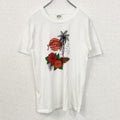 古着 used　OCEAN　半袖プリントTシャツ　ハイビスカス　カジュアルデザイン　白　シングルステッチ　90s　Mサイズ