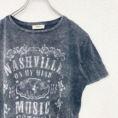 古着 used　papaya　半袖プリントTシャツ　NASHVILLE　ナッシュビル　Y2K　音楽　グレー　10サイズ