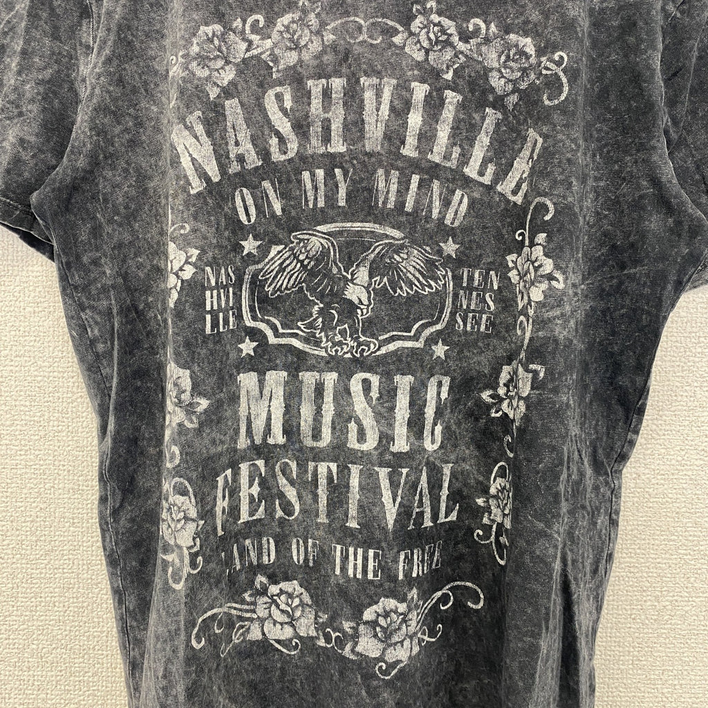 古着 used　papaya　半袖プリントTシャツ　NASHVILLE　ナッシュビル　Y2K　音楽　グレー　10サイズ