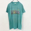 古着 used　半袖プリントTシャツ　街並み　カラフル　カジュアルデザイン　青　ブルー　シングルステッチ　90s　Lサイズ