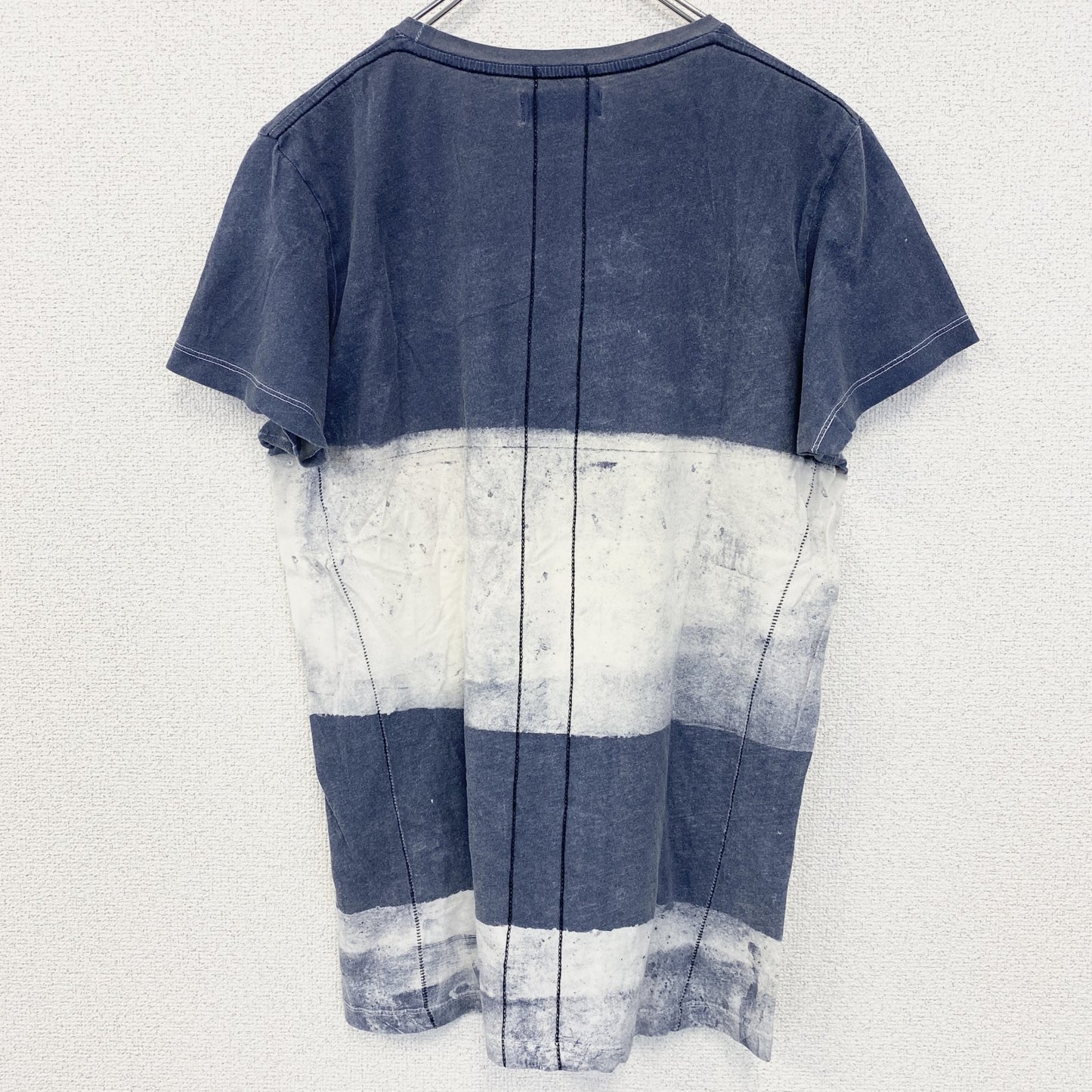 古着 used　RELIGION　レリジョン　半袖プリントTシャツ　ドクロ　スター　ワンポイント刺繍　ブルー　ホワイト　Sサイズ