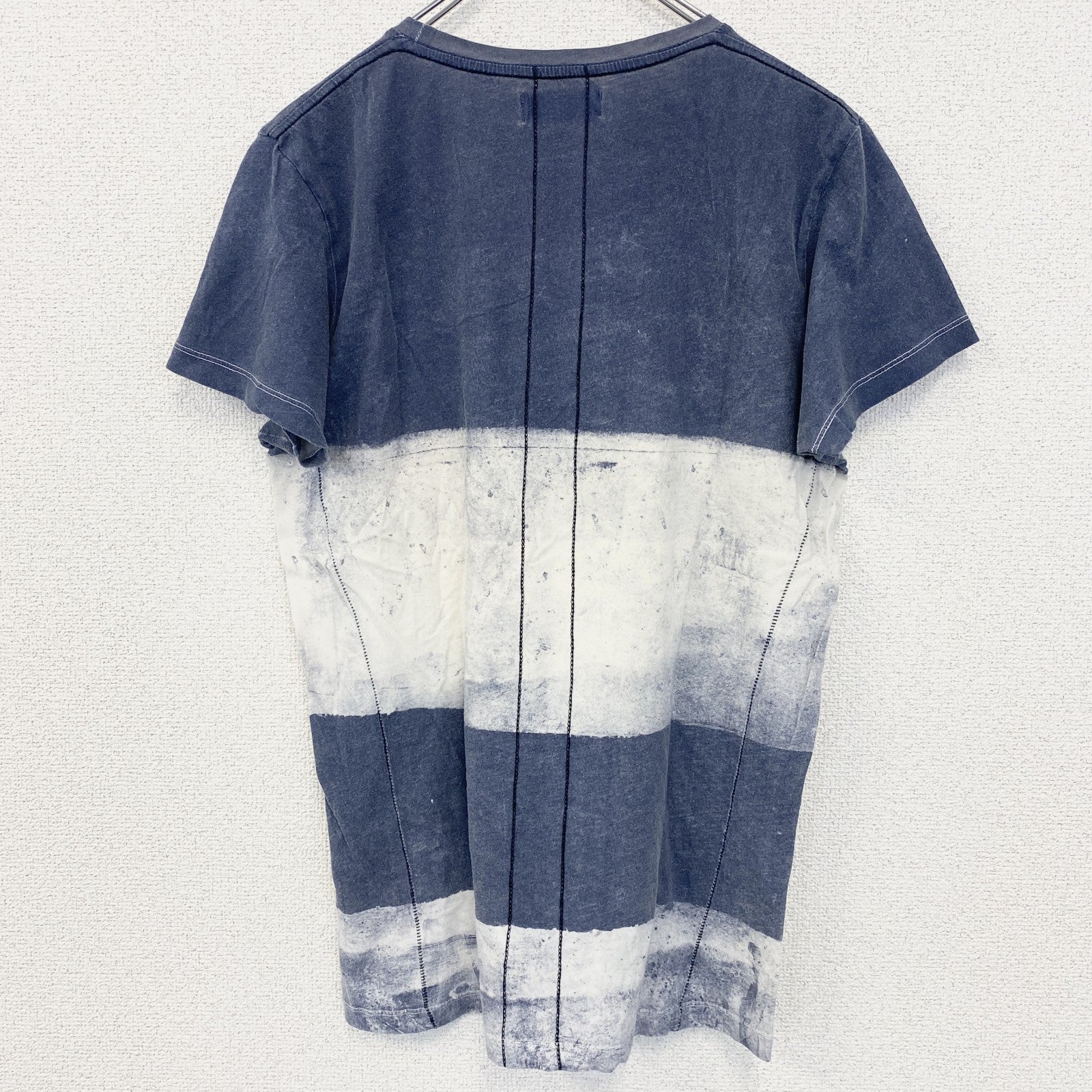 古着 used　RELIGION　レリジョン　半袖プリントTシャツ　ドクロ　スター　ワンポイント刺繍　ブルー　ホワイト　Sサイズ