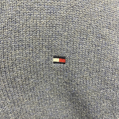 古着 used　TOMMYHILFIGER　トミーヒルフィガー　長袖ショールカラーニット　セーター　水色　ライトブルー　XLサイズ