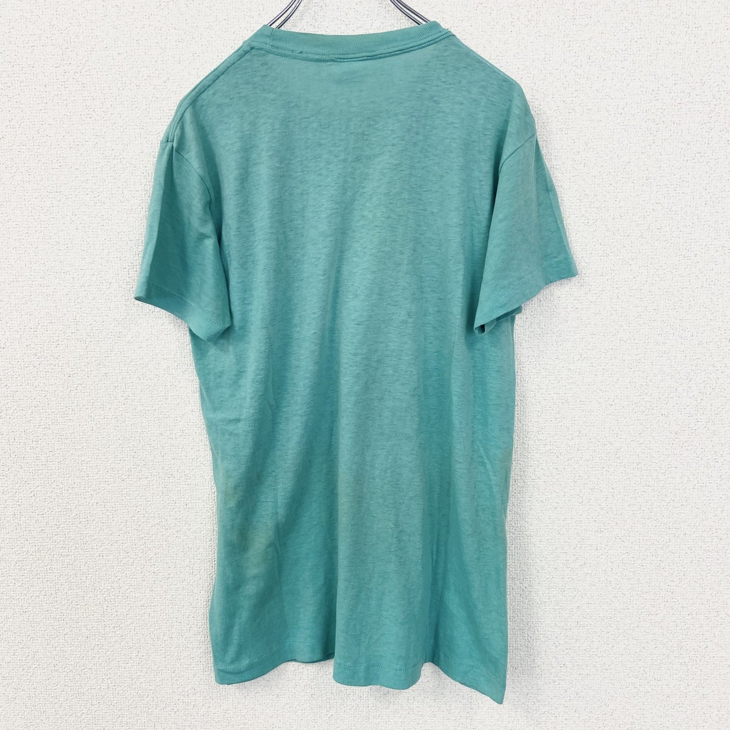古着 used　半袖プリントTシャツ　街並み　カラフル　カジュアルデザイン　青　ブルー　シングルステッチ　90s　Lサイズ