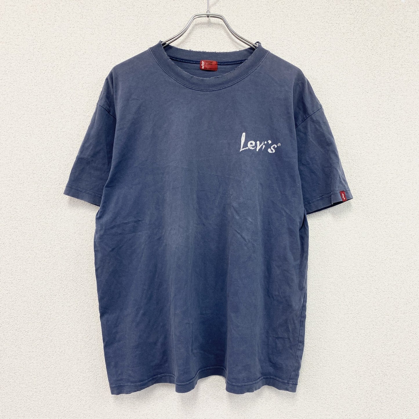 Levi's　リーバイス　半袖プリントTシャツ　フェード　デカロゴ　紺　ネイビー　XLサイズ