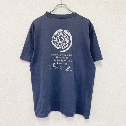 Levi's　リーバイス　半袖プリントTシャツ　フェード　デカロゴ　紺　ネイビー　XLサイズ