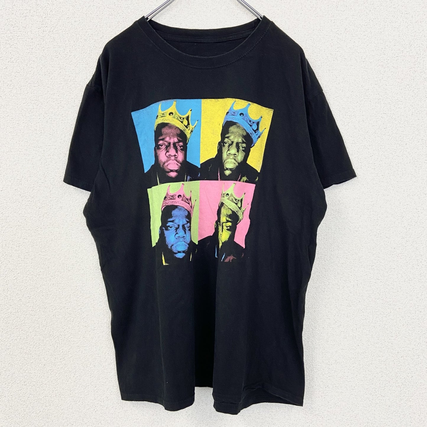 古着 used　半袖プリントTシャツ　クルーネック　グラフィックT　カジュアルデザイン　大冠　冠　レトロ　黒　ブラック　Mサイズ
