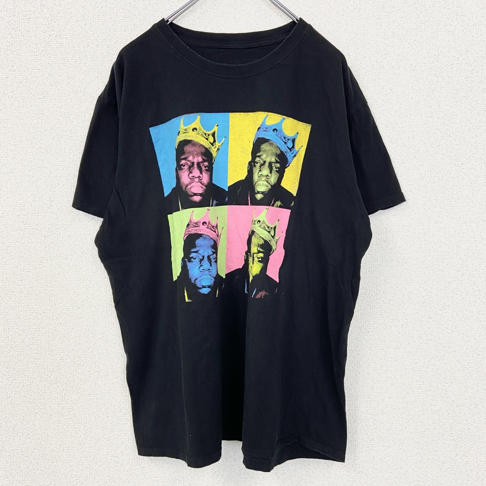 古着 used　半袖プリントTシャツ　クルーネック　グラフィックT　カジュアルデザイン　大冠　冠　レトロ　黒　ブラック　Mサイズ