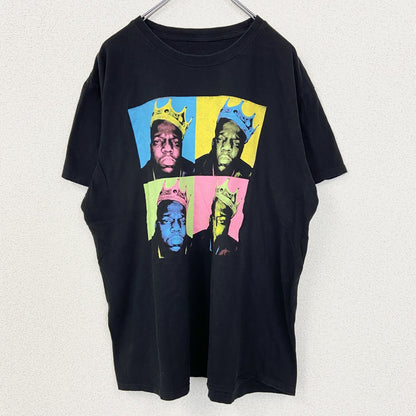 古着 used　半袖プリントTシャツ　クルーネック　グラフィックT　カジュアルデザイン　大冠　冠　レトロ　黒　ブラック　Mサイズ