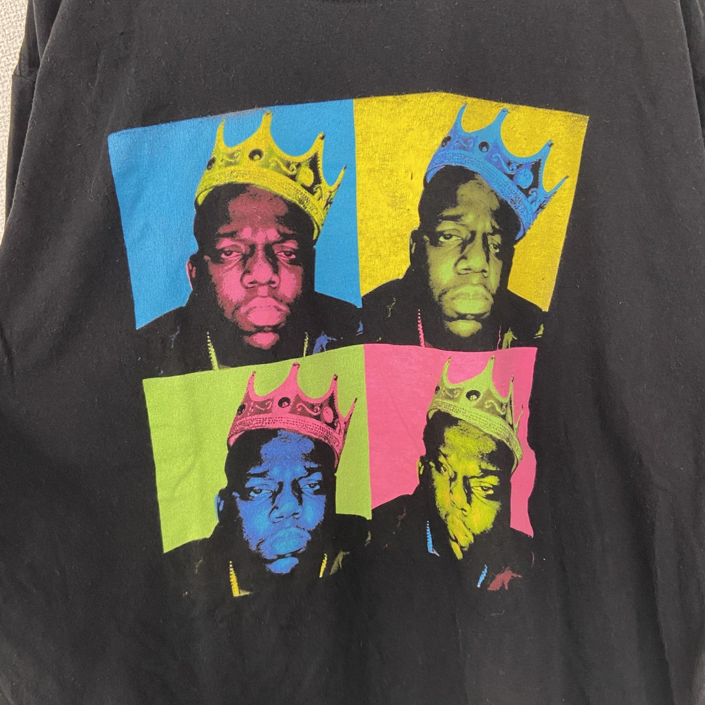 古着 used　半袖プリントTシャツ　クルーネック　グラフィックT　カジュアルデザイン　大冠　冠　レトロ　黒　ブラック　Mサイズ