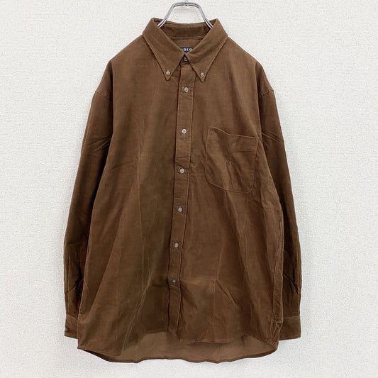 ～00s　UNIQLO　ユニクロ　長袖コーデュロイシャツ　ボタンダウンシャツ　茶色　ブラウン　XLサイズ