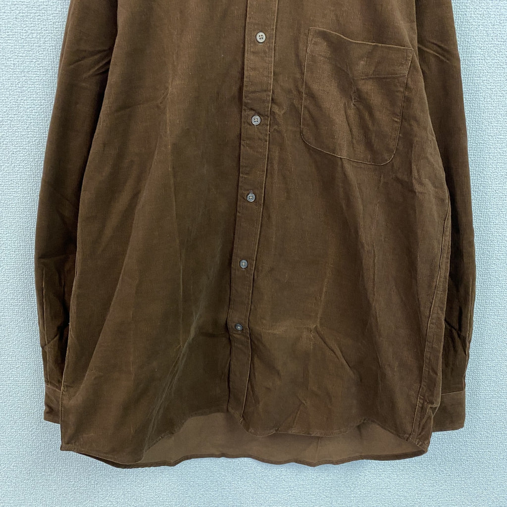 ～00s　UNIQLO　ユニクロ　長袖コーデュロイシャツ　ボタンダウンシャツ　茶色　ブラウン　XLサイズ