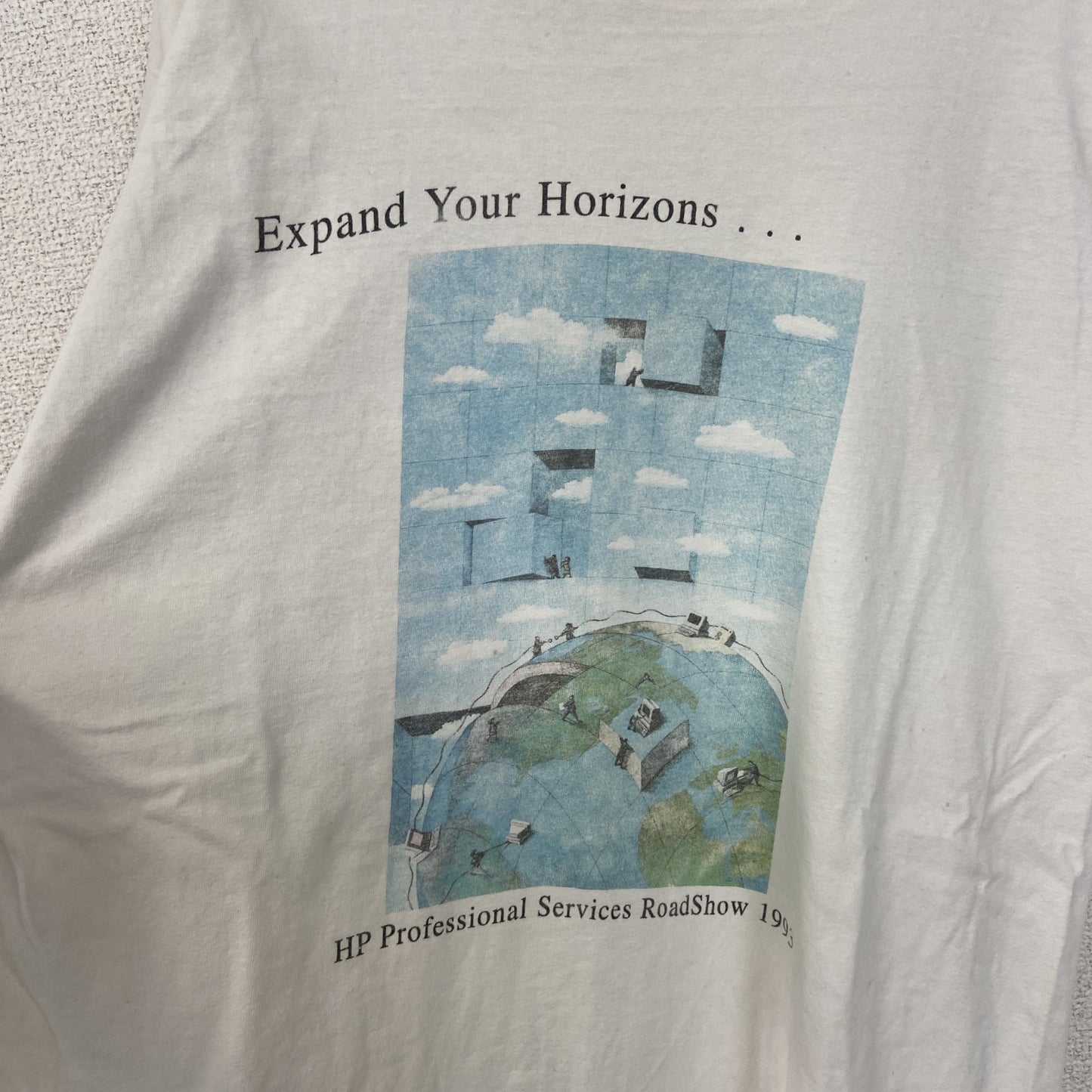 古着 used　Hanes ヘインズ　半袖プリントTシャツ　シングルステッチ　90s　US製　カジュアルデザイン　白　Lサイズ