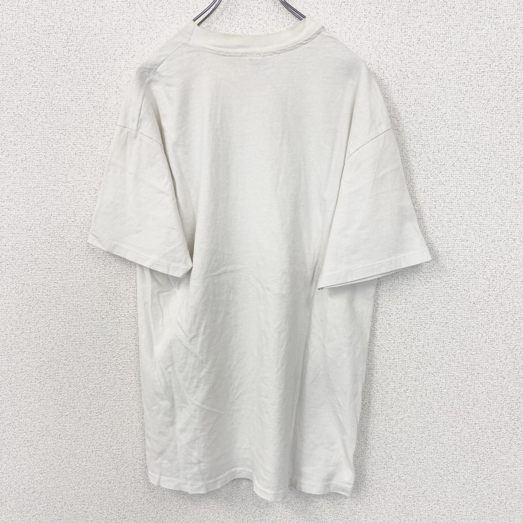 古着 used　Hanes ヘインズ　半袖プリントTシャツ　シングルステッチ　90s　US製　カジュアルデザイン　白　Lサイズ