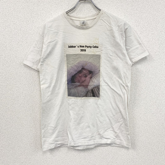 B&C　半袖プリントフォトTシャツ　誰やねん　白　ホワイト　Sサイズ