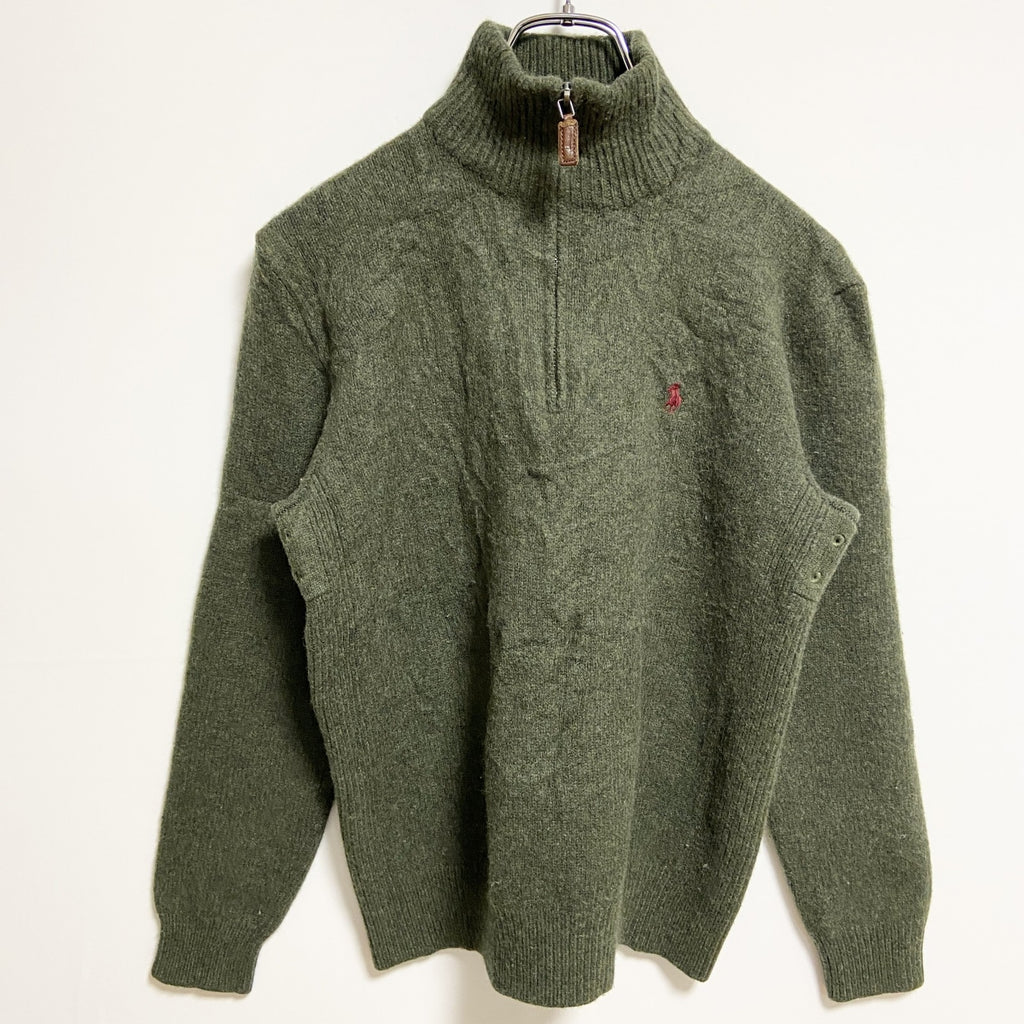 古着 used　PolobyRalphLauren　ポロバイラルフローレン　長袖ハーフジップニット　セーター　緑　秋冬服　Mサイズ