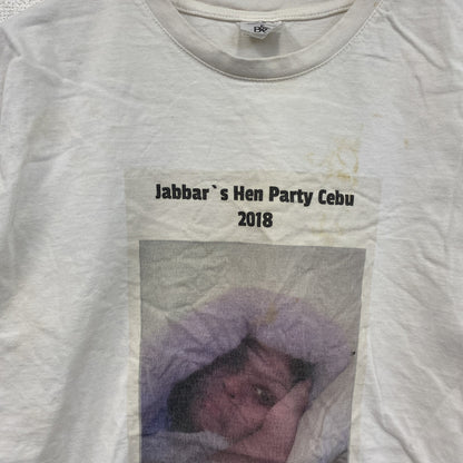 B&C　半袖プリントフォトTシャツ　誰やねん　白　ホワイト　Sサイズ