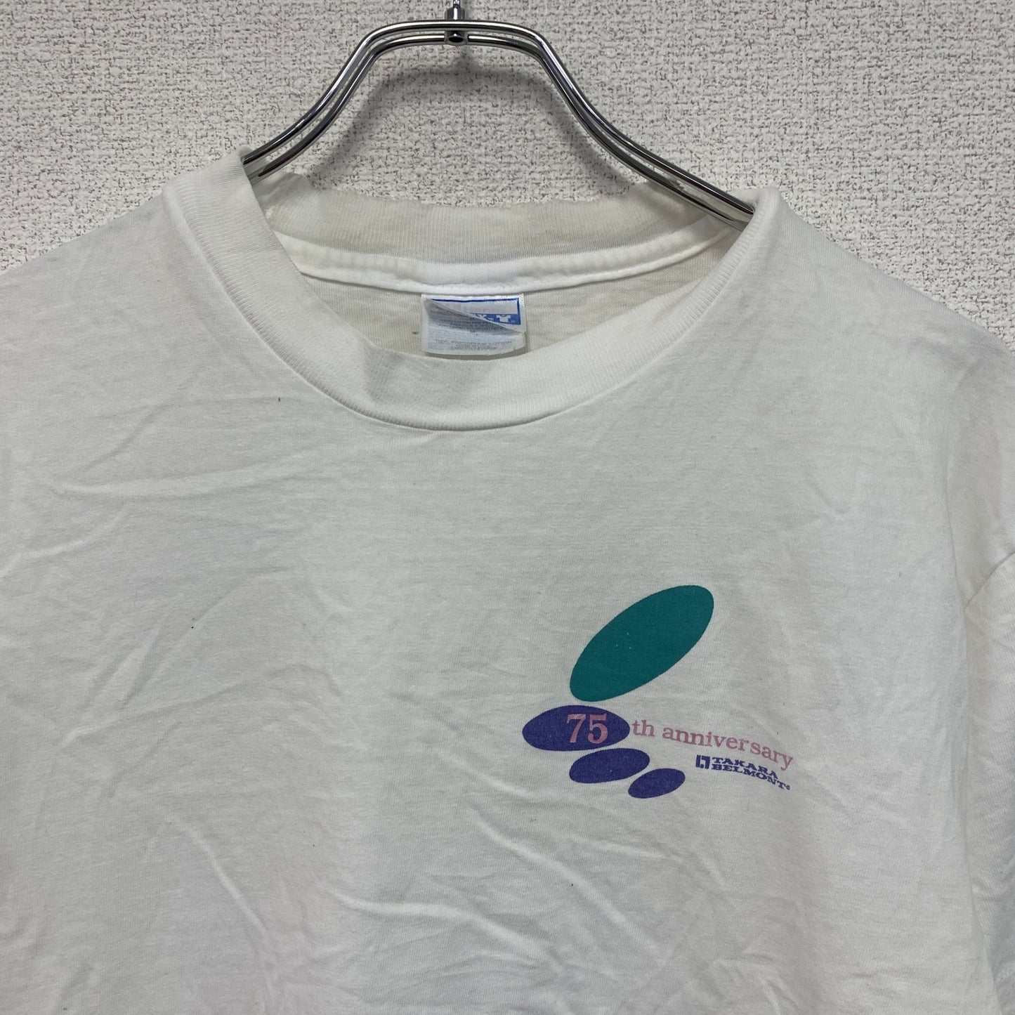 90s　Hanes　ヘインズ　タカラベルモント　半袖プリント企業Tシャツ　シングルステッチ　ヴィンテージ　白　ホワイト　Mサイズ
