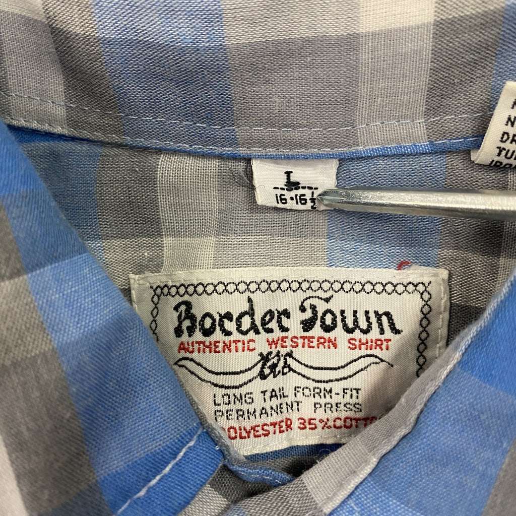 Border Town　ボーダータウン　長袖シャツ　ウエスタンシャツ　チェック柄　ブルー　Lサイズ